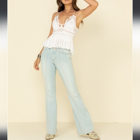 Free People Adella Cami Lace Ruffled Tank in White sz Small - Picture 5 of 11